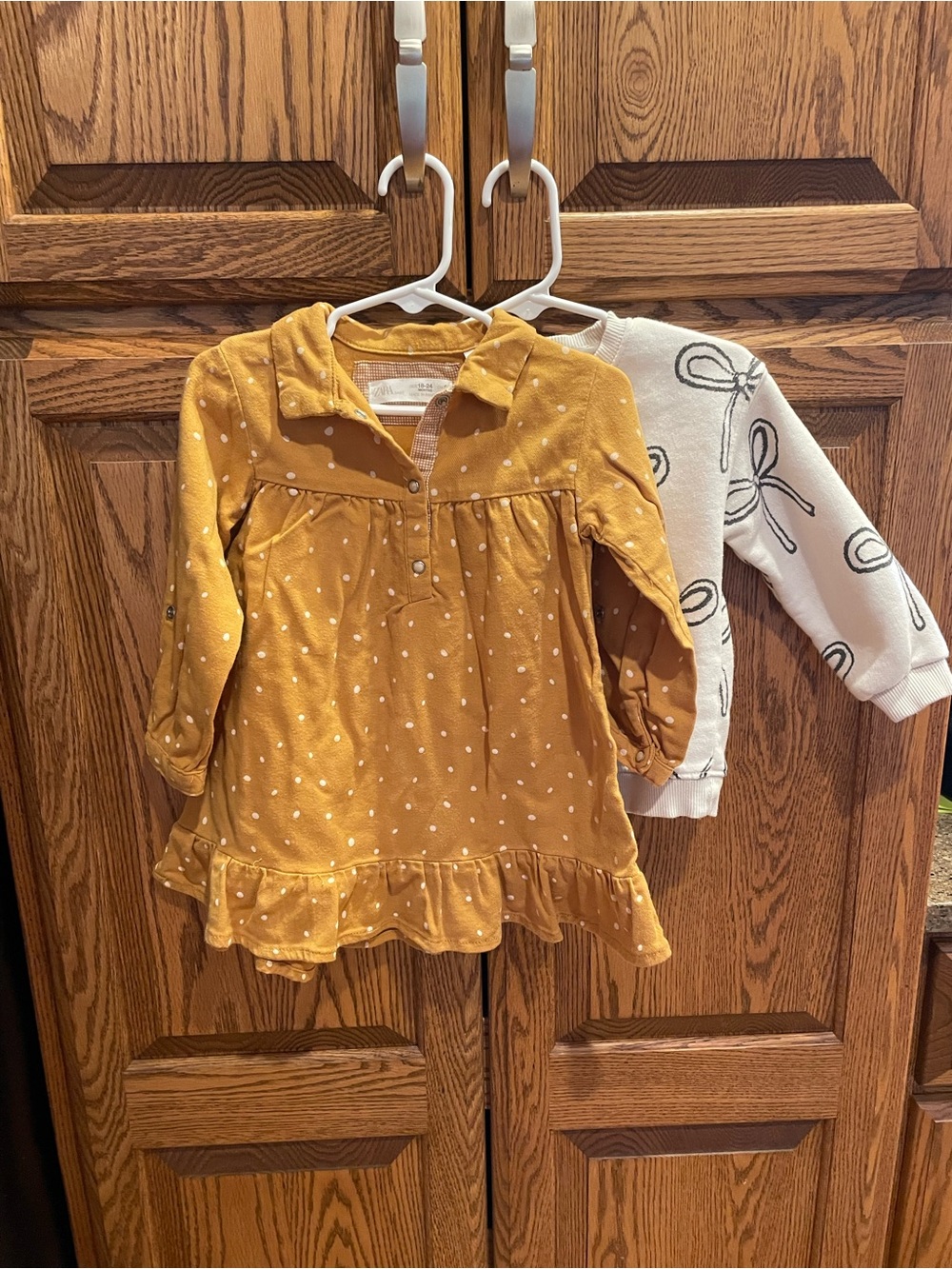 Zara Mustard Polka Dot Long-Sleeve Ruffle Dress Top
